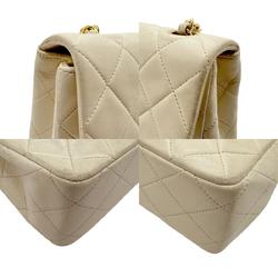 CHANEL Shoulder Bag Lambskin Light Beige Gold Women's n0588