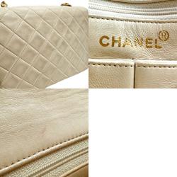 CHANEL Shoulder Bag Lambskin Light Beige Gold Women's n0588