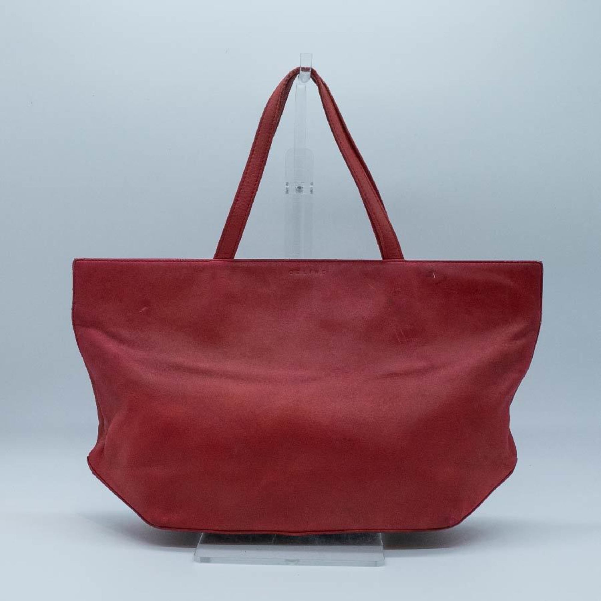 CELINE Handbag Leather Red Silver Women's PD469