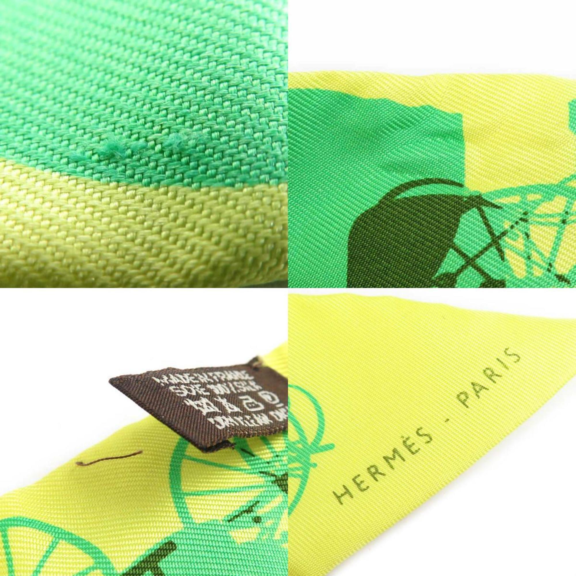 Hermes HERMES Scarf Muffler Twilly Silk Yellow Green Brown Women's e59404f