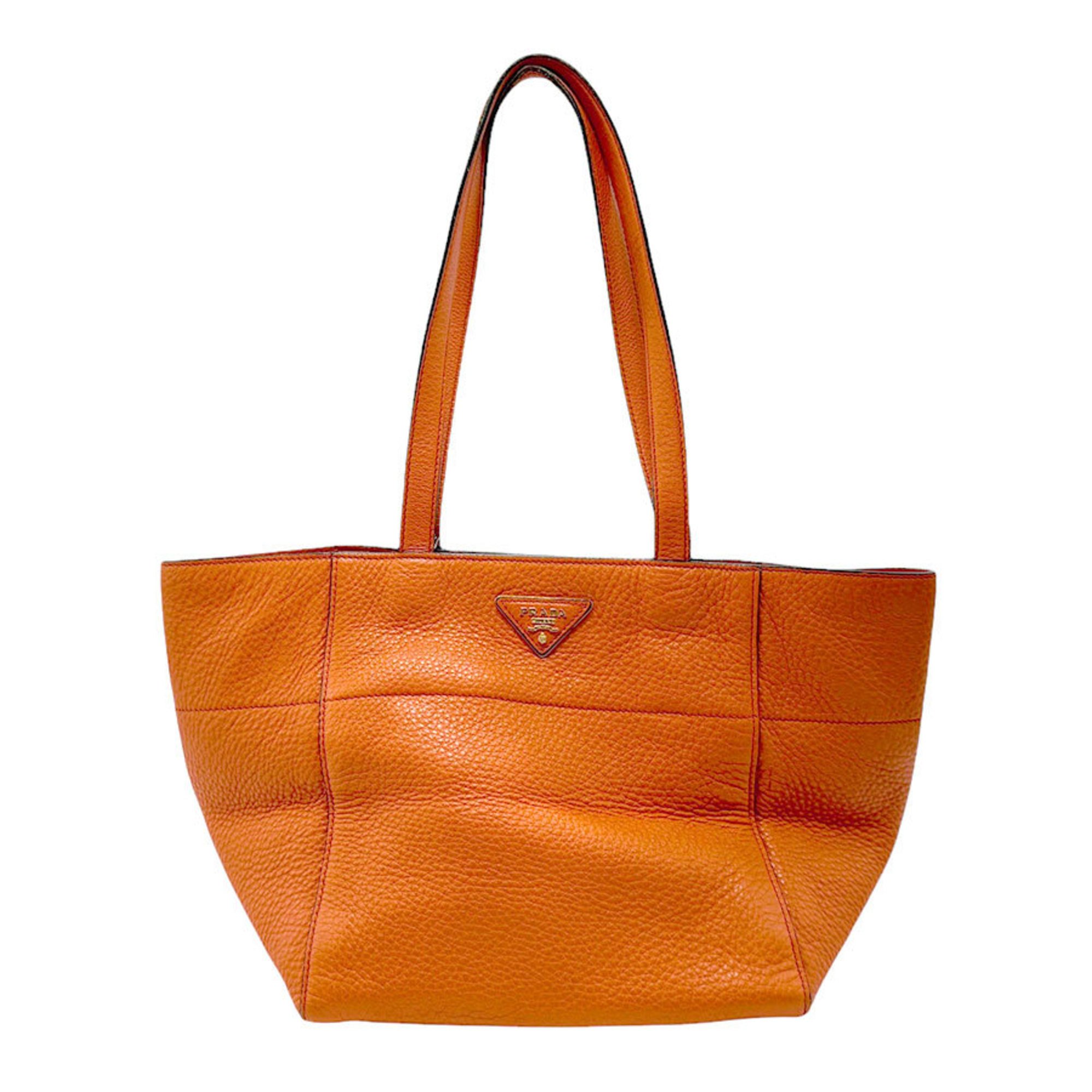 PRADA handbag leather orange ladies BR5092 n0527