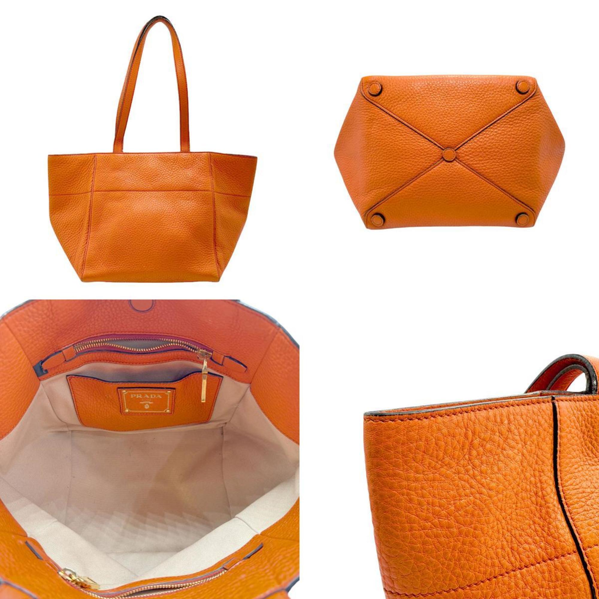 PRADA handbag leather orange ladies BR5092 n0527