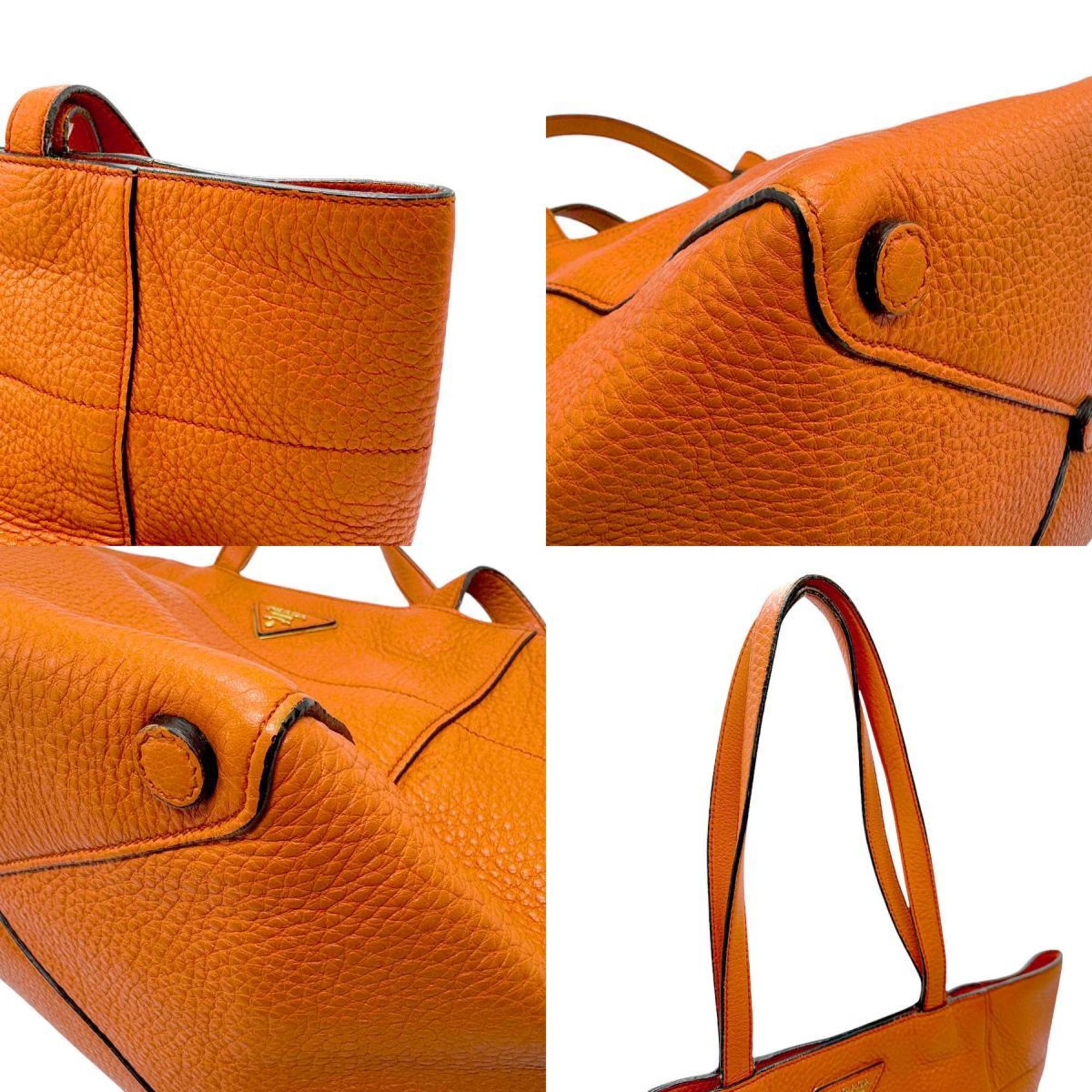 PRADA handbag leather orange ladies BR5092 n0527