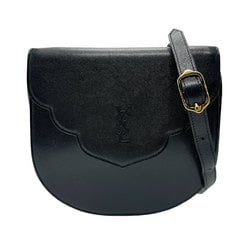 Yves Saint Laurent Shoulder Bag Leather Black Women's n0591