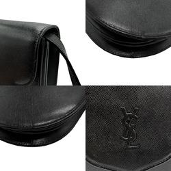 Yves Saint Laurent Shoulder Bag Leather Black Women's n0591