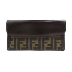 FENDI Bi-fold Wallet Zucca Canvas Leather Brown Men's Women's e59379g