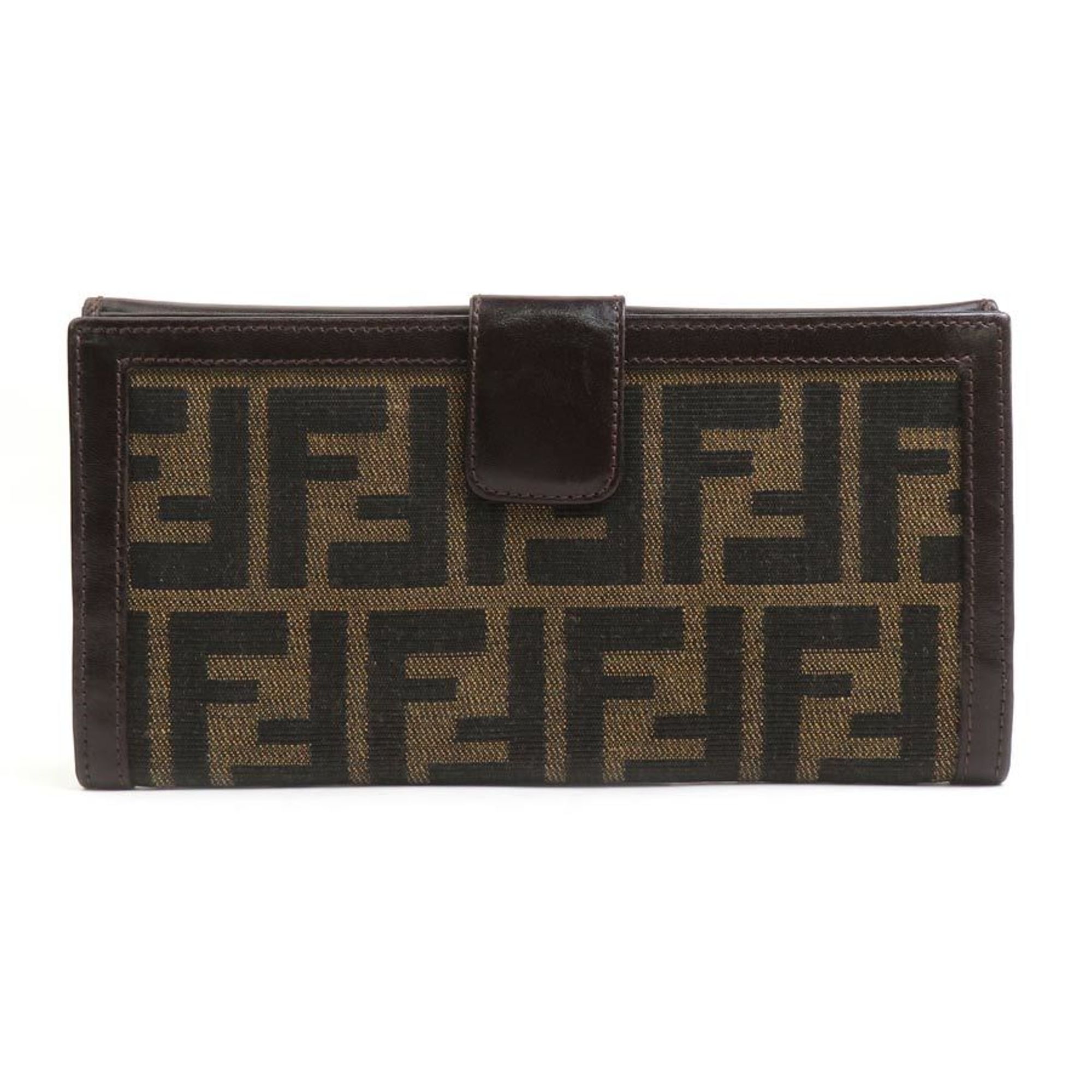 FENDI Bi-fold Wallet Zucca Canvas Leather Brown Men's Women's e59379g