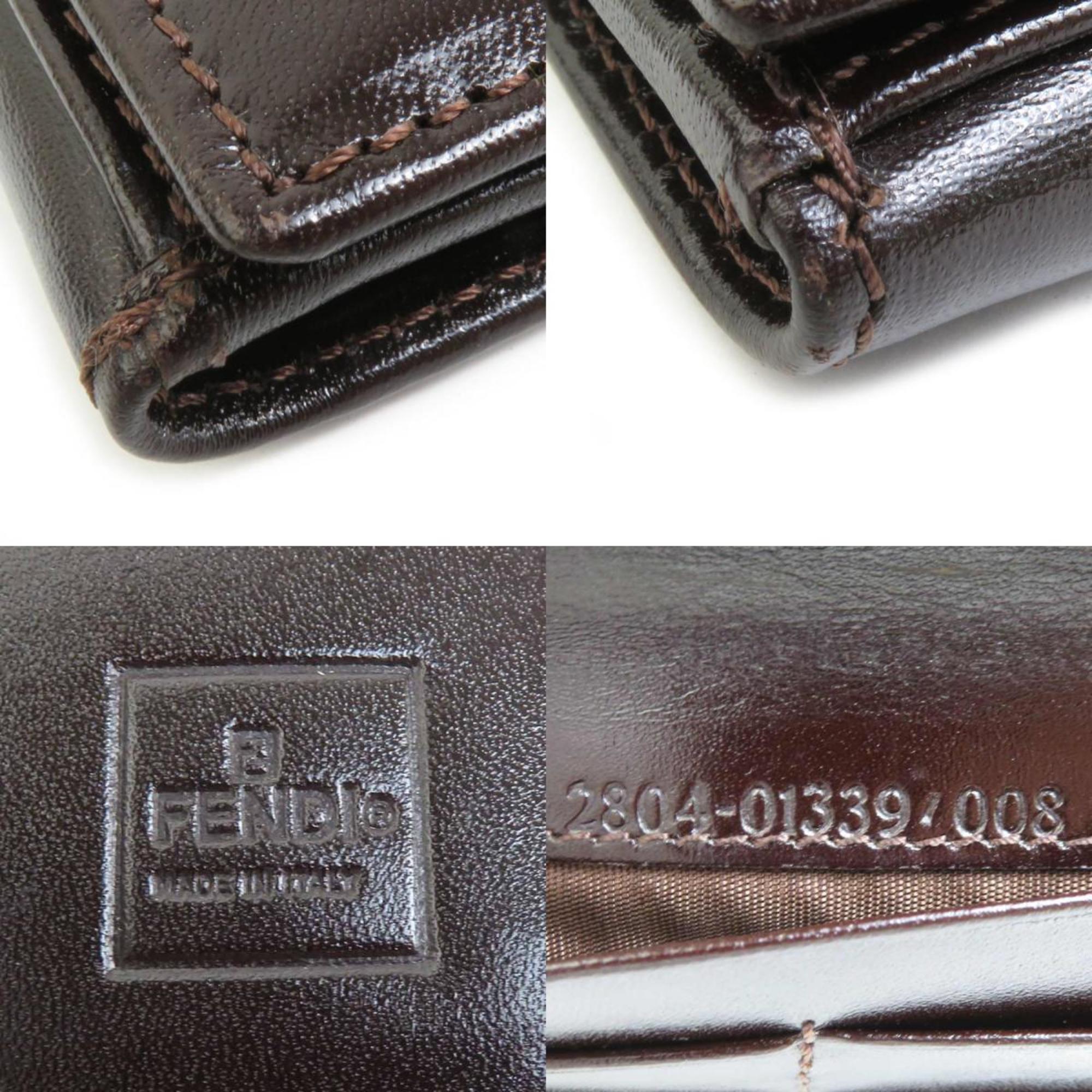 FENDI Bi-fold Wallet Zucca Canvas Leather Brown Men's Women's e59379g