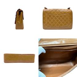 CHANEL Shoulder Bag Matelasse Leather Plastic Brown Women's n0585