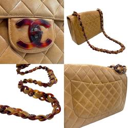 CHANEL Shoulder Bag Matelasse Leather Plastic Brown Women's n0585