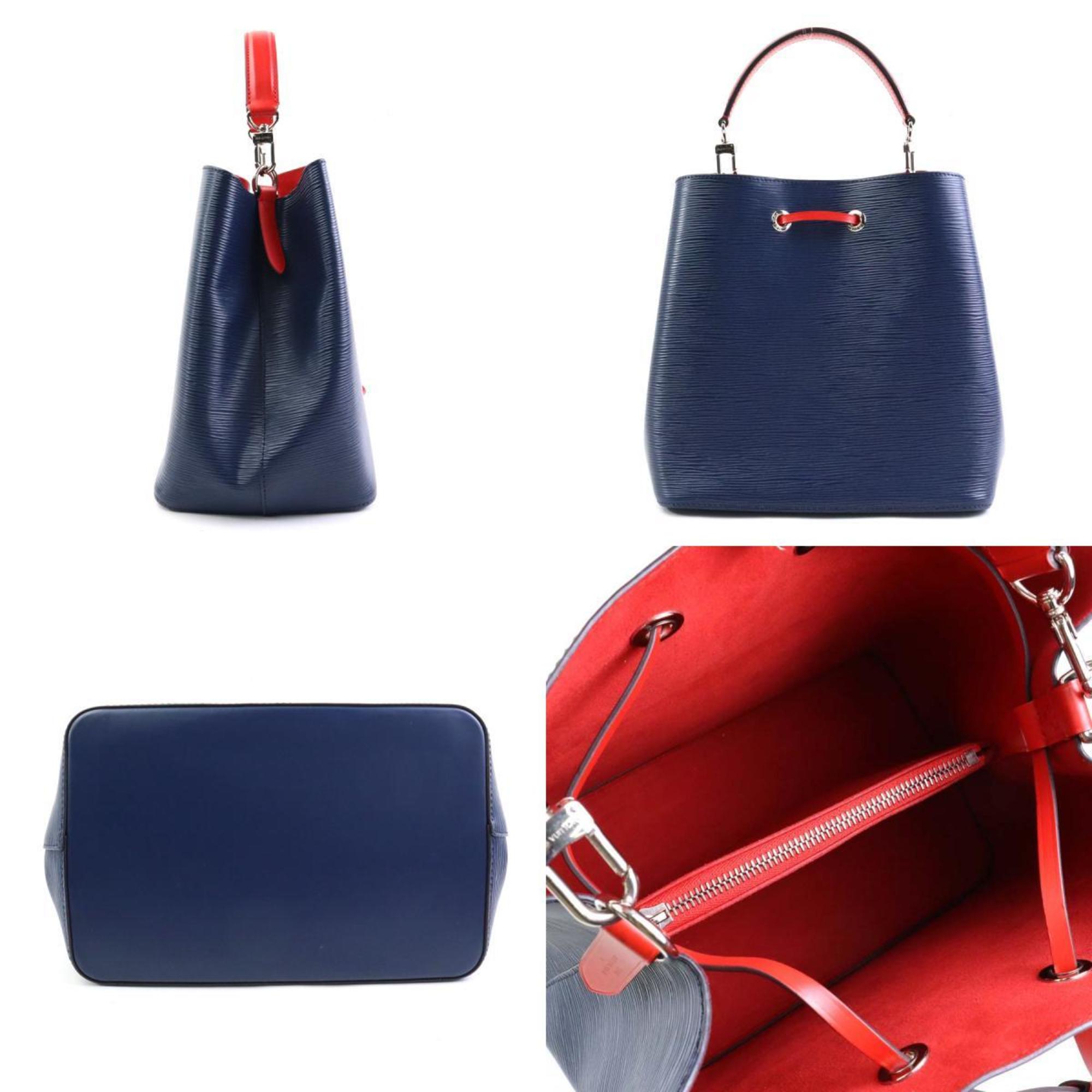 LOUIS VUITTON Handbag Shoulder Bag Epi NeoNoe Leather Navy Red Silver Women's e59372g