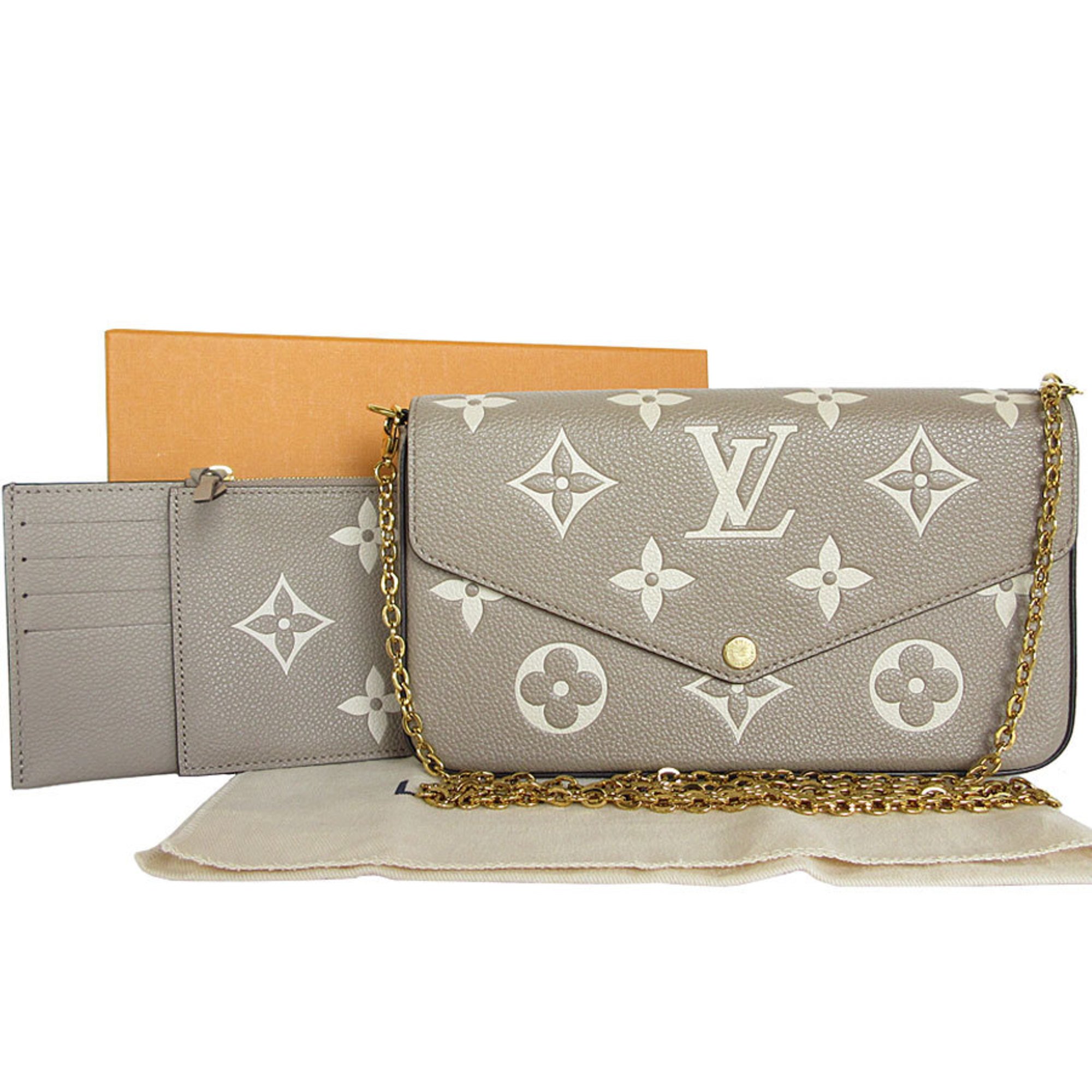 Louis Vuitton LOUIS VUITTON Shoulder Bag Monogram Empreinte Pochette Felicie Greige Gold Women's M69977 s0411j