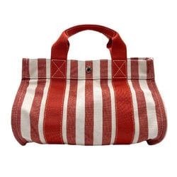 Hermes HERMES Handbag Cannes PM Canvas Red x White Men's Women's n0574