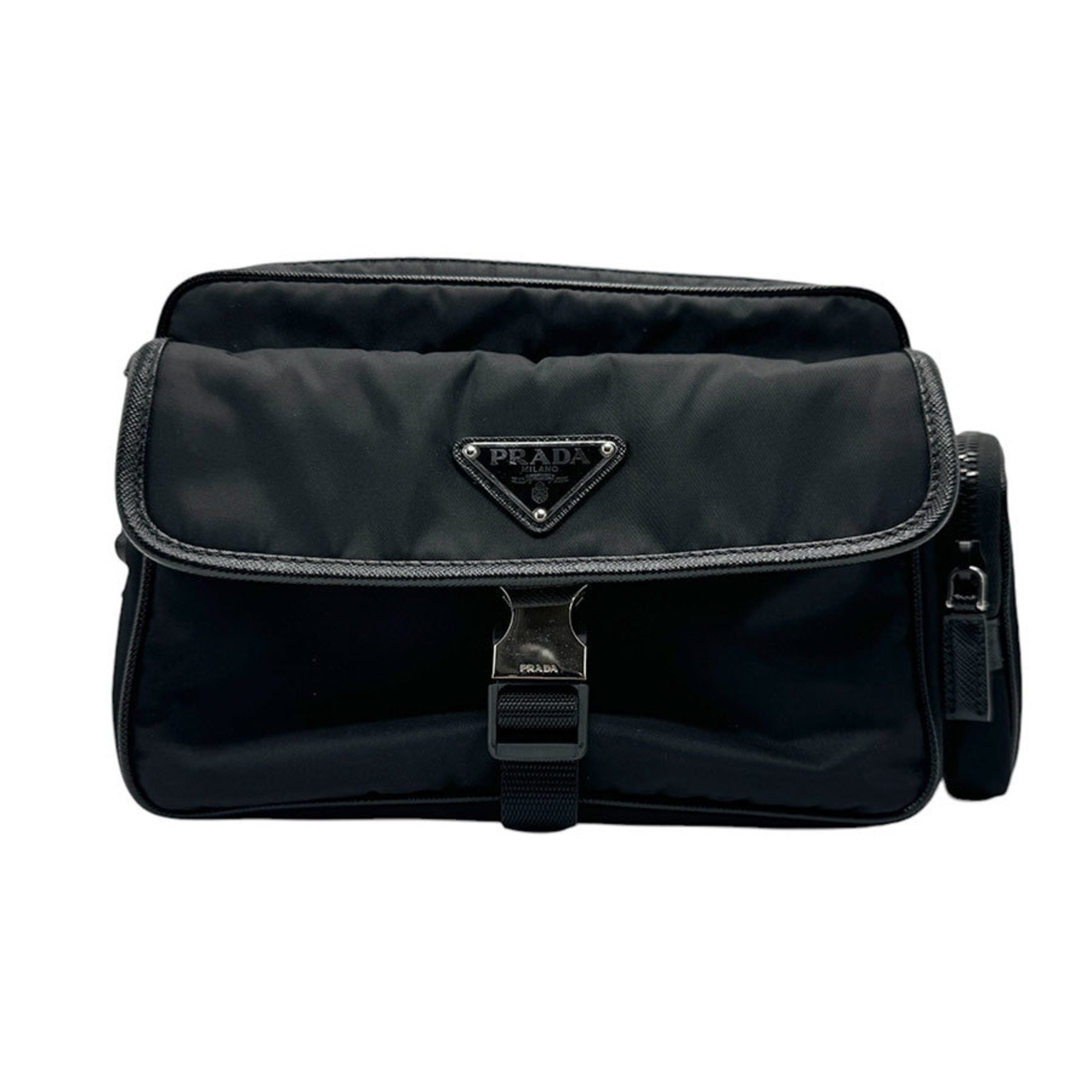 PRADA Shoulder bag Nylon Black Silver Men Women z2621