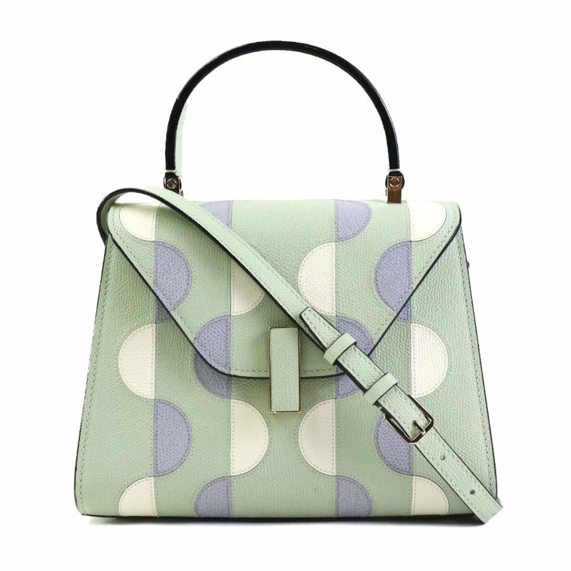 Valextra Handbag Shoulder Bag Iside Pop Leather Pale Green x Ivory Gray Women's a0496