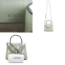 Valextra Handbag Shoulder Bag Iside Pop Leather Pale Green x Ivory Gray Women's a0496