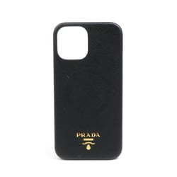 PRADA Smartphone Case iPhone12 Pro Max Leather Black Men's Women's h30624k