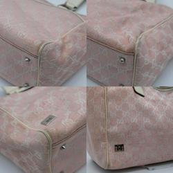 GUCCI Tote Bag GG Pattern Canvas Baby Pink Silver Women's PD429