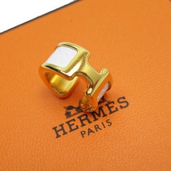 Hermes HERMES Ear Cuff Metal Leather Gold White Men Women w0804a