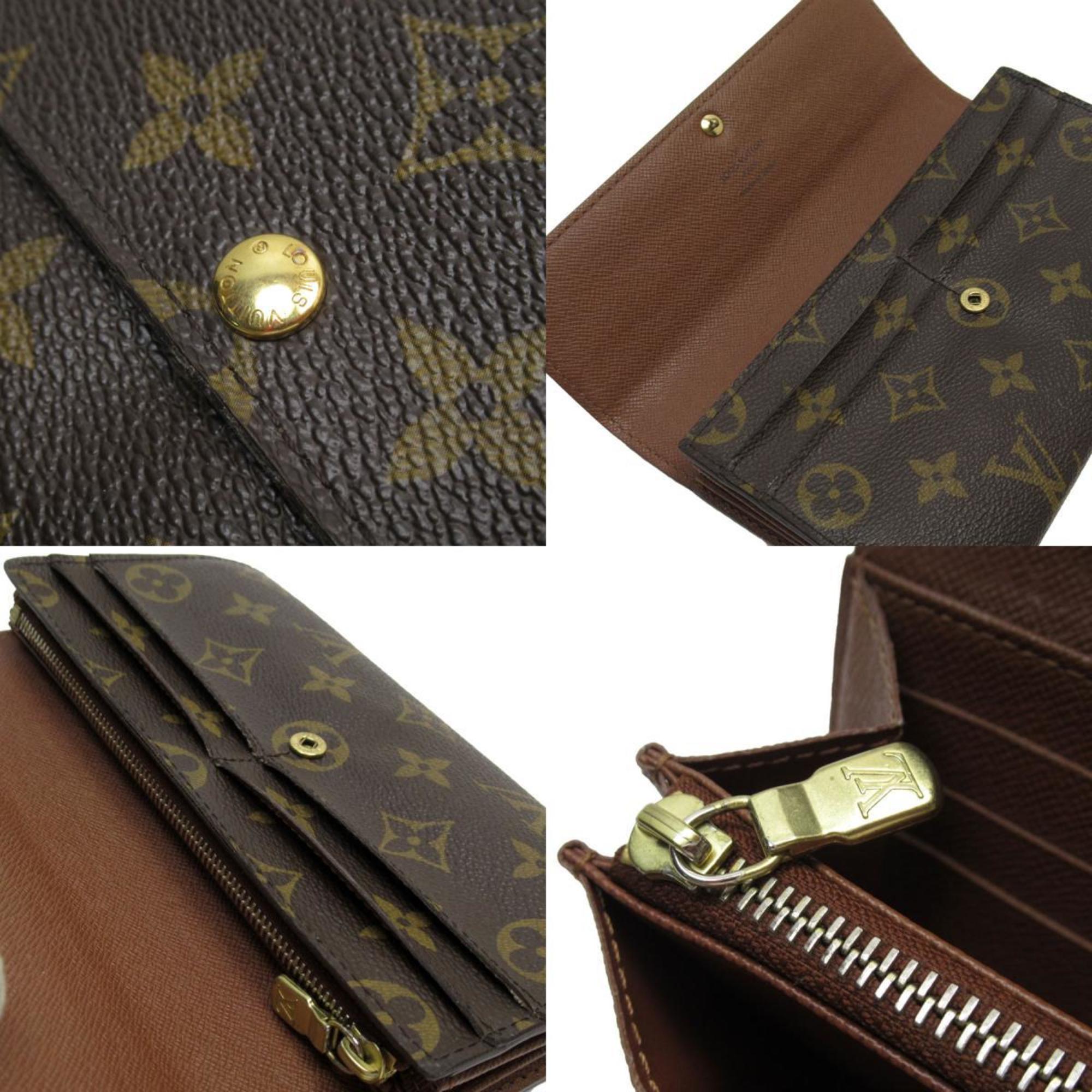 Louis Vuitton LOUIS VUITTON Long Wallet Monogram Portefeuille Sarah Canvas Brown Gold Men's Women's w0795a