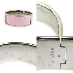 Hermes HERMES Bangle Bracelet Click Clack Metal Enamel Silver Light Pink Women's e59389