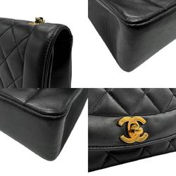 CHANEL Shoulder Bag Matelasse Diana 25 Lambskin Black Gold Women's n0581