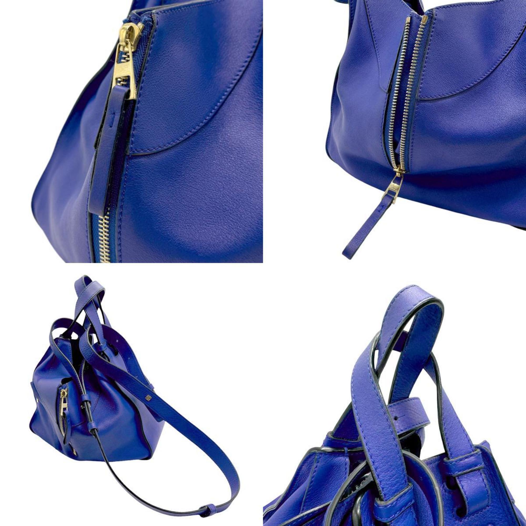 LOEWE Shoulder Bag Handbag Hammock Leather Blue Women's z2637