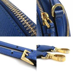 PRADA handbag shoulder bag leather blue gold ladies e59373k