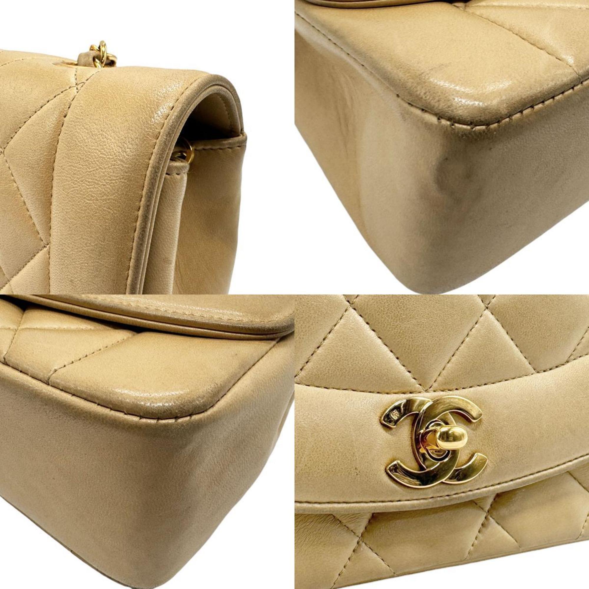 CHANEL Shoulder Bag Matelasse Diana 22 Lambskin Beige Gold Women's n0559