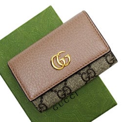 GUCCI Key Case GG Marmont Supreme Canvas Leather Beige Brown Gold Men's Women's 456118 w0793g