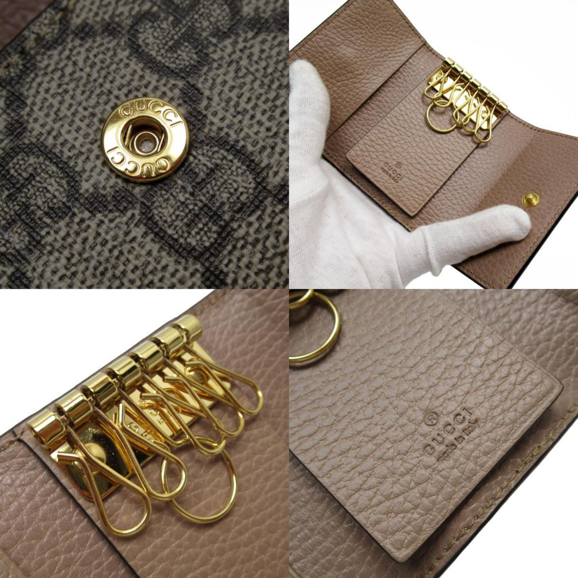 GUCCI Key Case GG Marmont Supreme Canvas Leather Beige Brown Gold Men's Women's 456118 w0793g