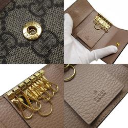 GUCCI Key Case GG Marmont Supreme Canvas Leather Beige Brown Gold Men's Women's 456118 w0793g