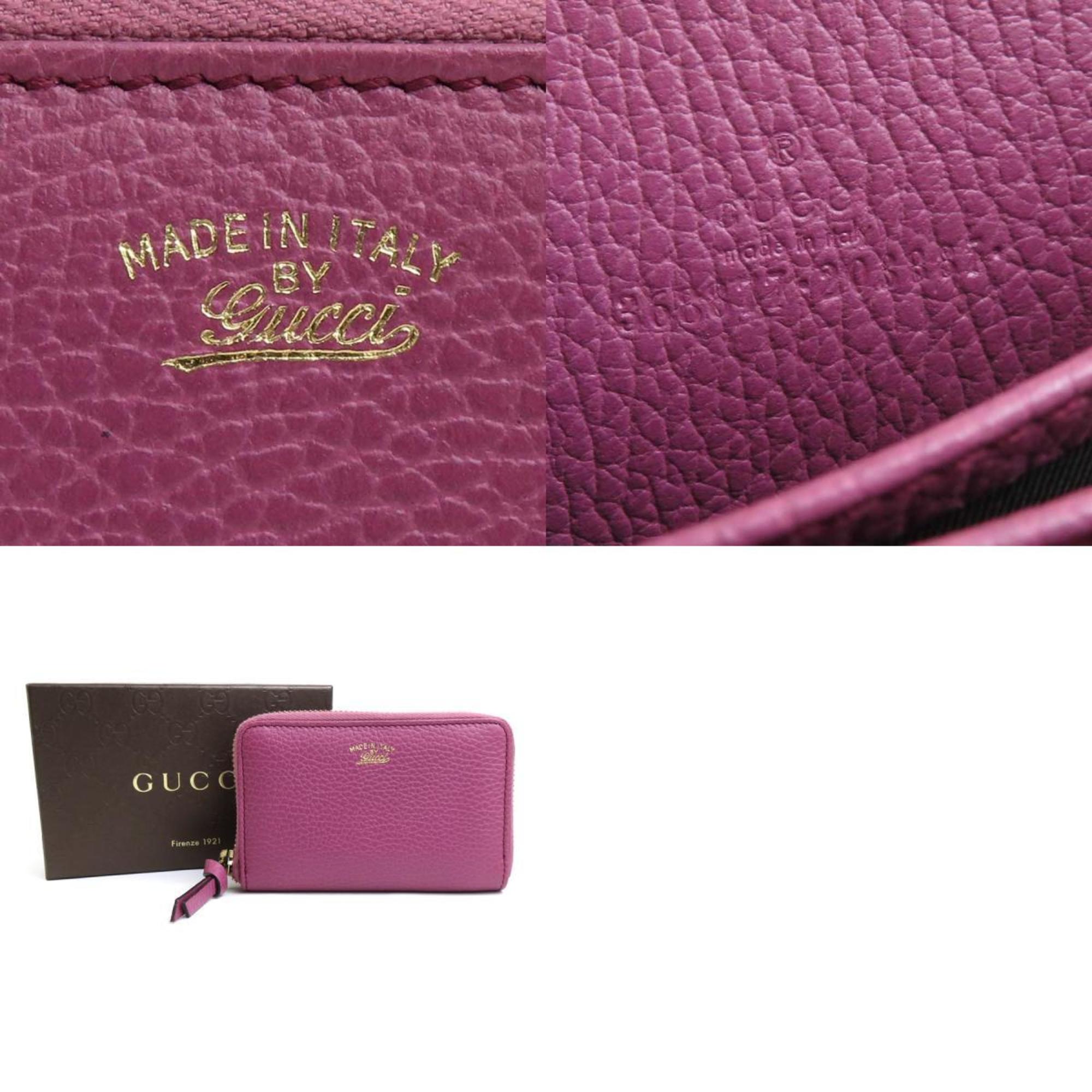 GUCCI Wallet/Coin Case Leather Purple Men's Women's 368877 a0511