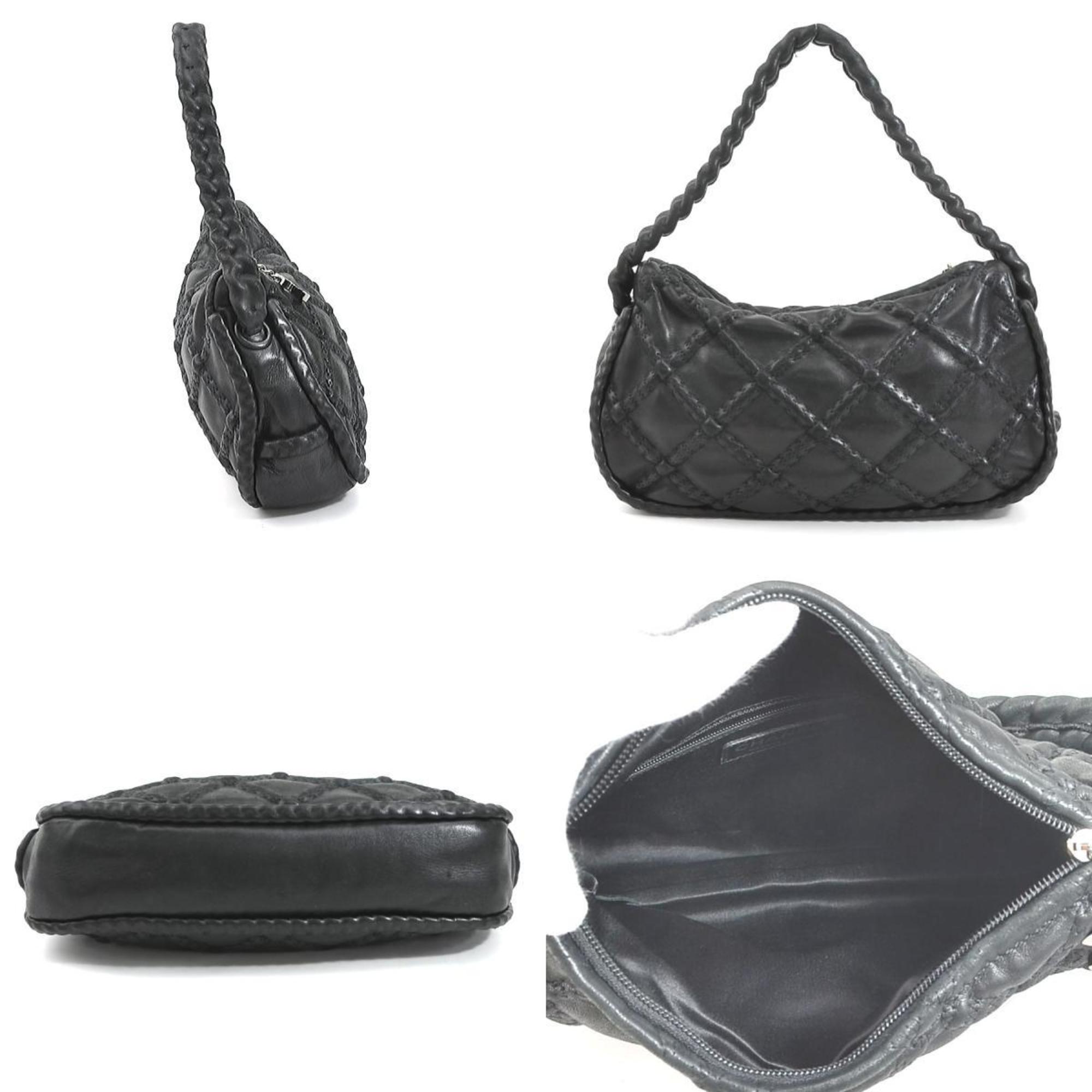 CHANEL Shoulder Bag Leather Black Women's e59397g