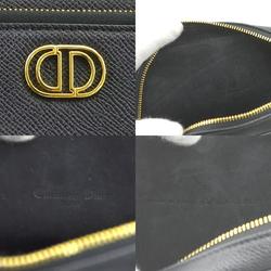 Christian Dior Shoulder Bag Caro Double Pouch Leather Black Gold Women's a0499