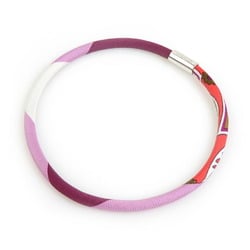 Hermes HERMES Bangle Bracelet Petite H Silk Purple Multicolor Silver Men's Women's e59409a