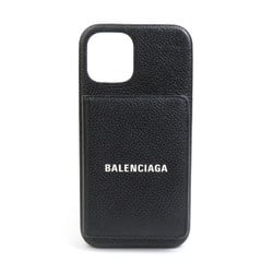 BALENCIAGA Smartphone Case iPhone12 Pro Leather Black Men's Women's h30625k