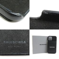 BALENCIAGA Smartphone Case iPhone12 Pro Leather Black Men's Women's h30625k