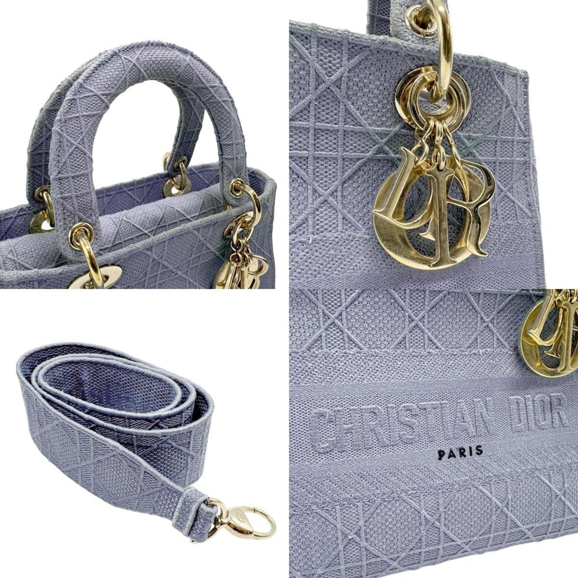 Christian Dior handbag shoulder bag Lady Delight canvas blue gold ladies n0544