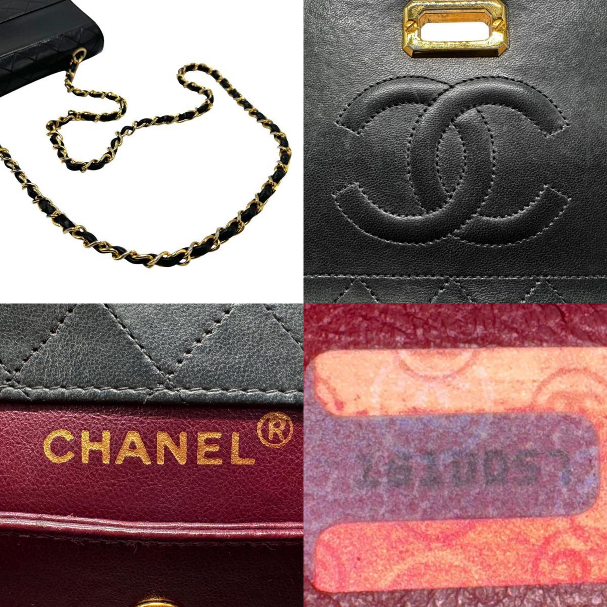 CHANEL Shoulder Bag Lambskin Black Women's n0539