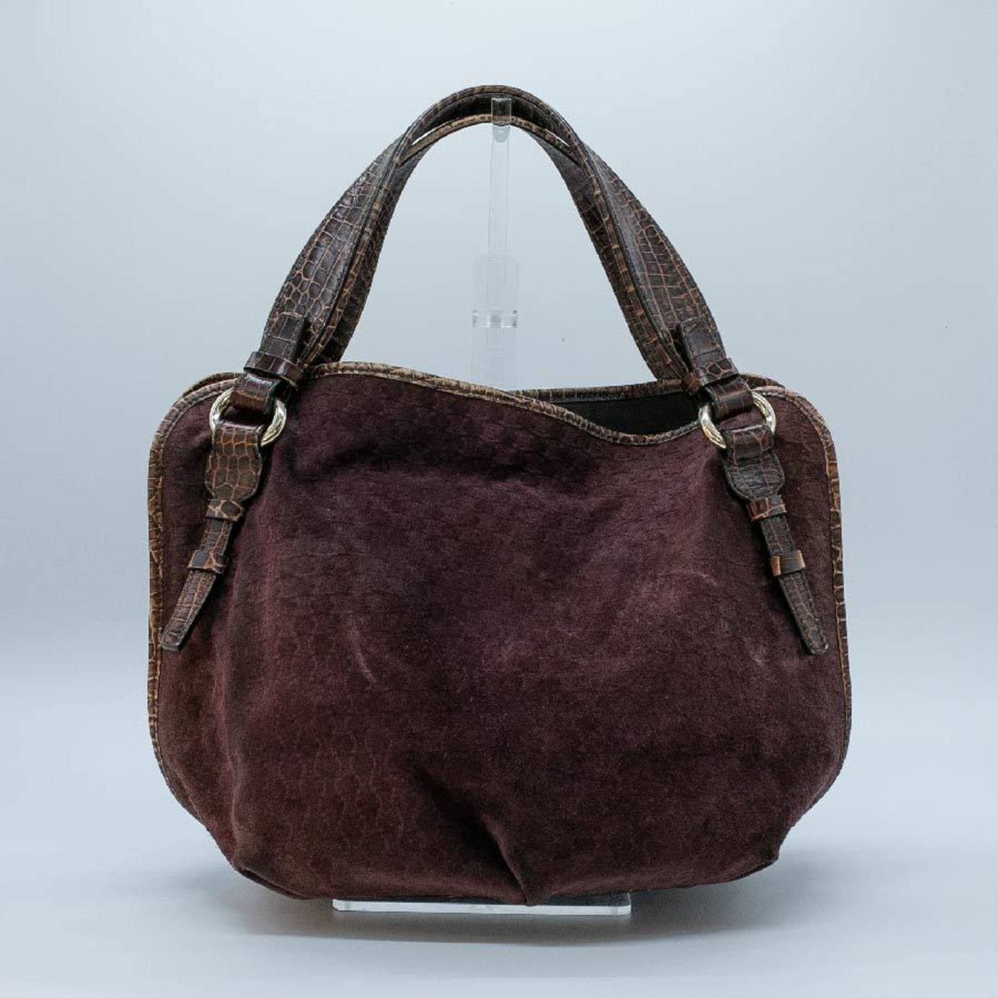 CELINE handbag leather suede brown gold ladies PD458