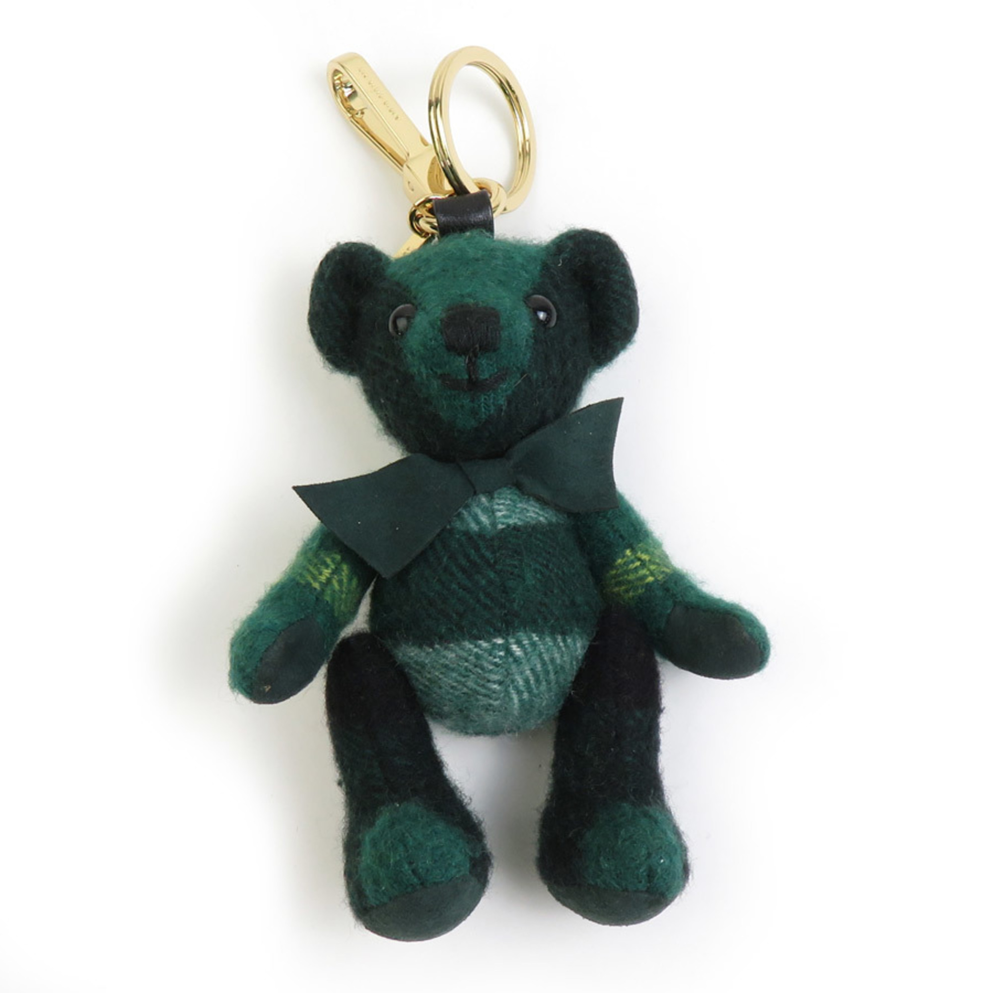 Burberry Charm Keychain Bear Teddy Wool Green Men's Women's h30629k