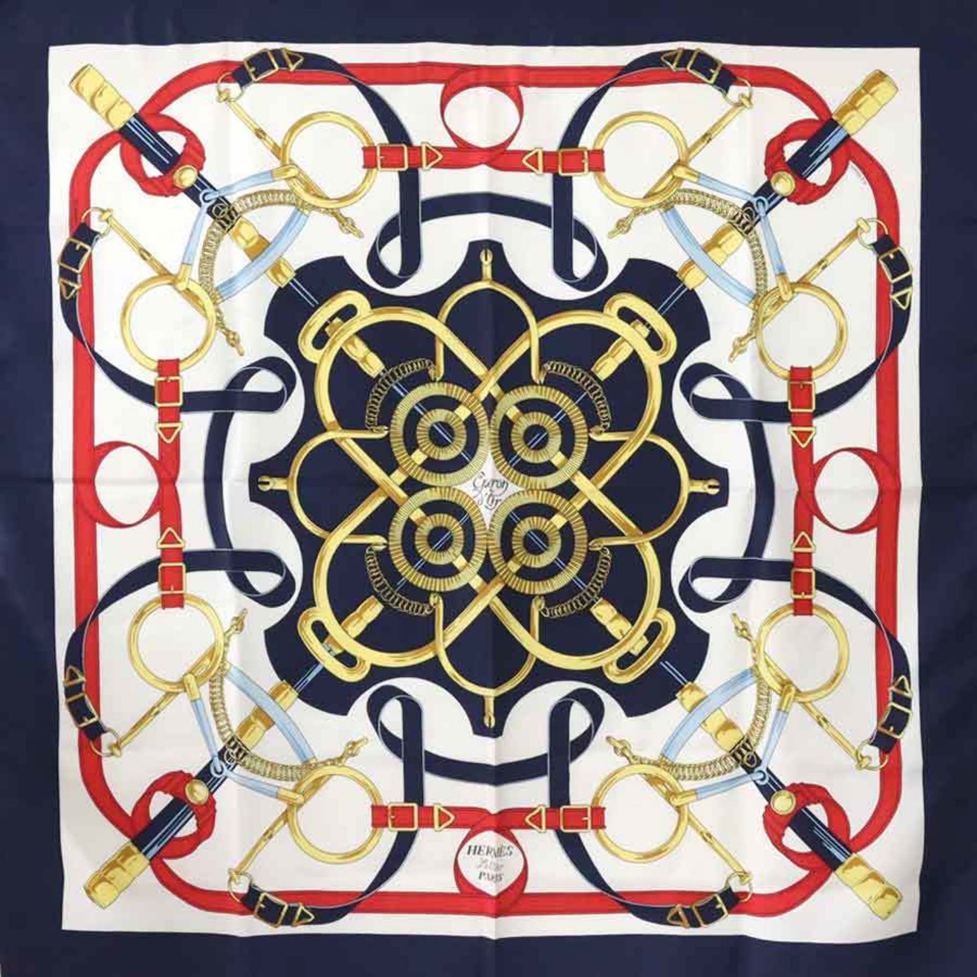 Hermes HERMES Scarf Muffler Carre 90 Silk Navy Multicolor Women's e59382