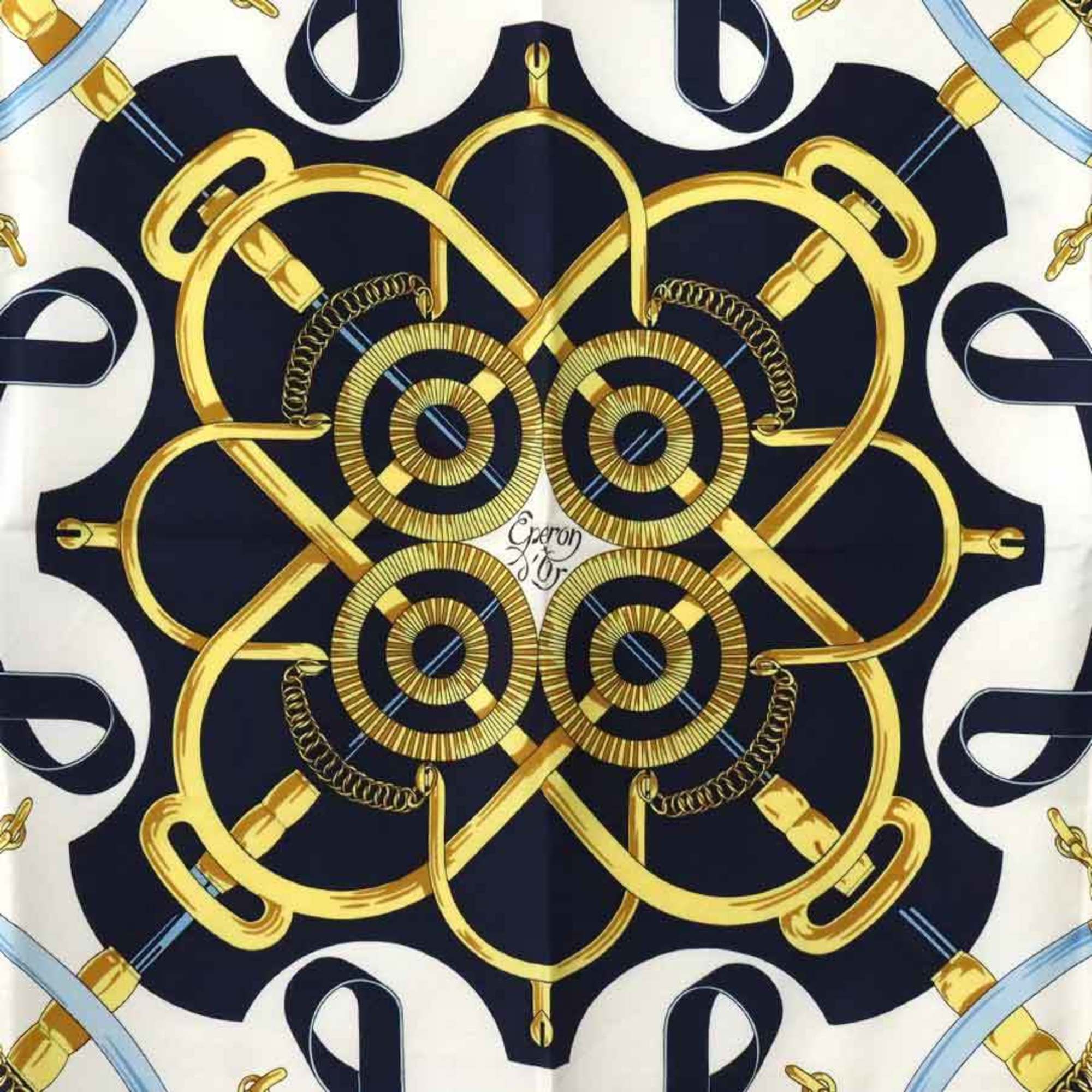 Hermes HERMES Scarf Muffler Carre 90 Silk Navy Multicolor Women's e59382