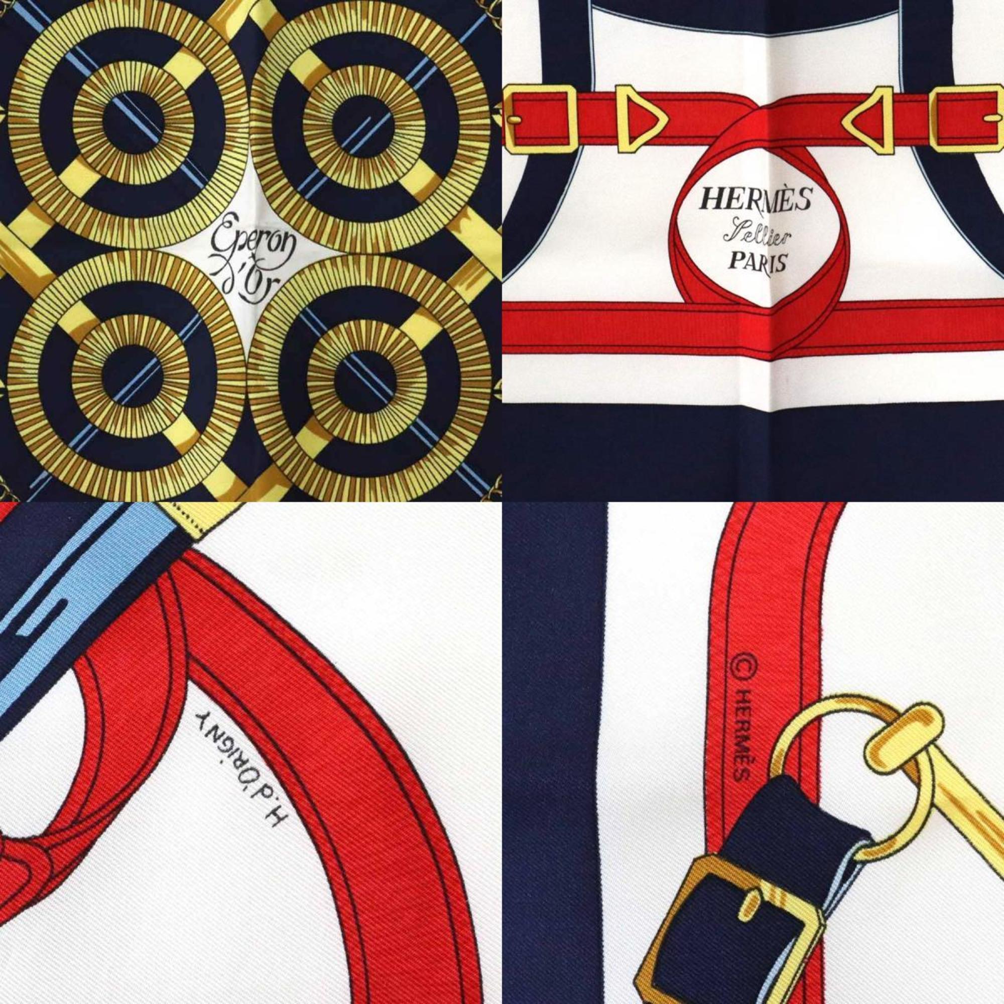 Hermes HERMES Scarf Muffler Carre 90 Silk Navy Multicolor Women's e59382