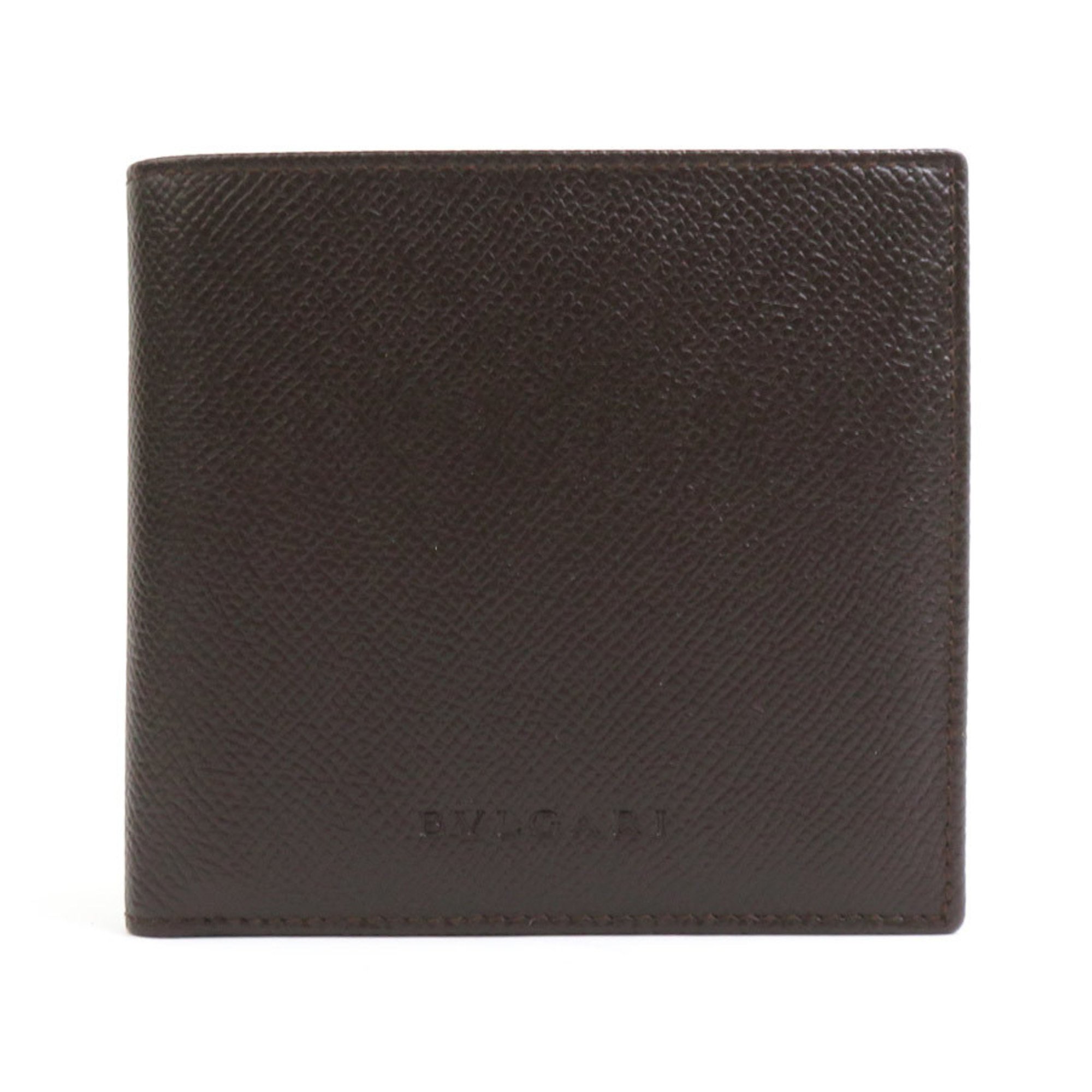 BVLGARI bi-fold wallet leather brown men's a0504