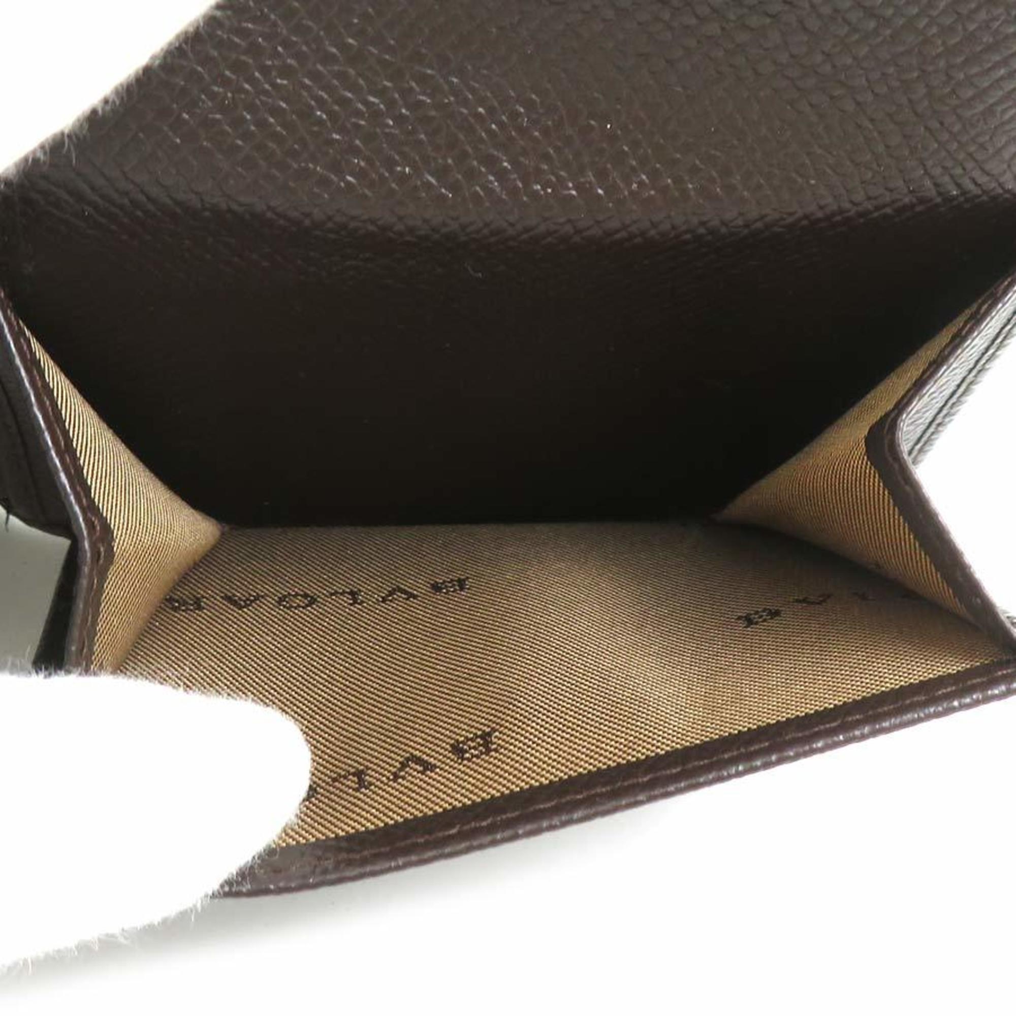 BVLGARI bi-fold wallet leather brown men's a0504