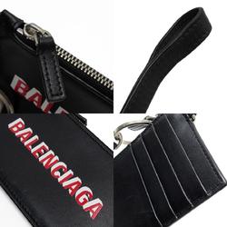 BALENCIAGA Wallet/Coin Case Business Card Holder/Card Neck Strap Leather Black Silver Men Women w0799a