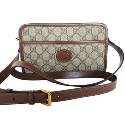 GUCCI Shoulder Bag GG Supreme Leather Beige Brown Gold Women's 658572 s0407i