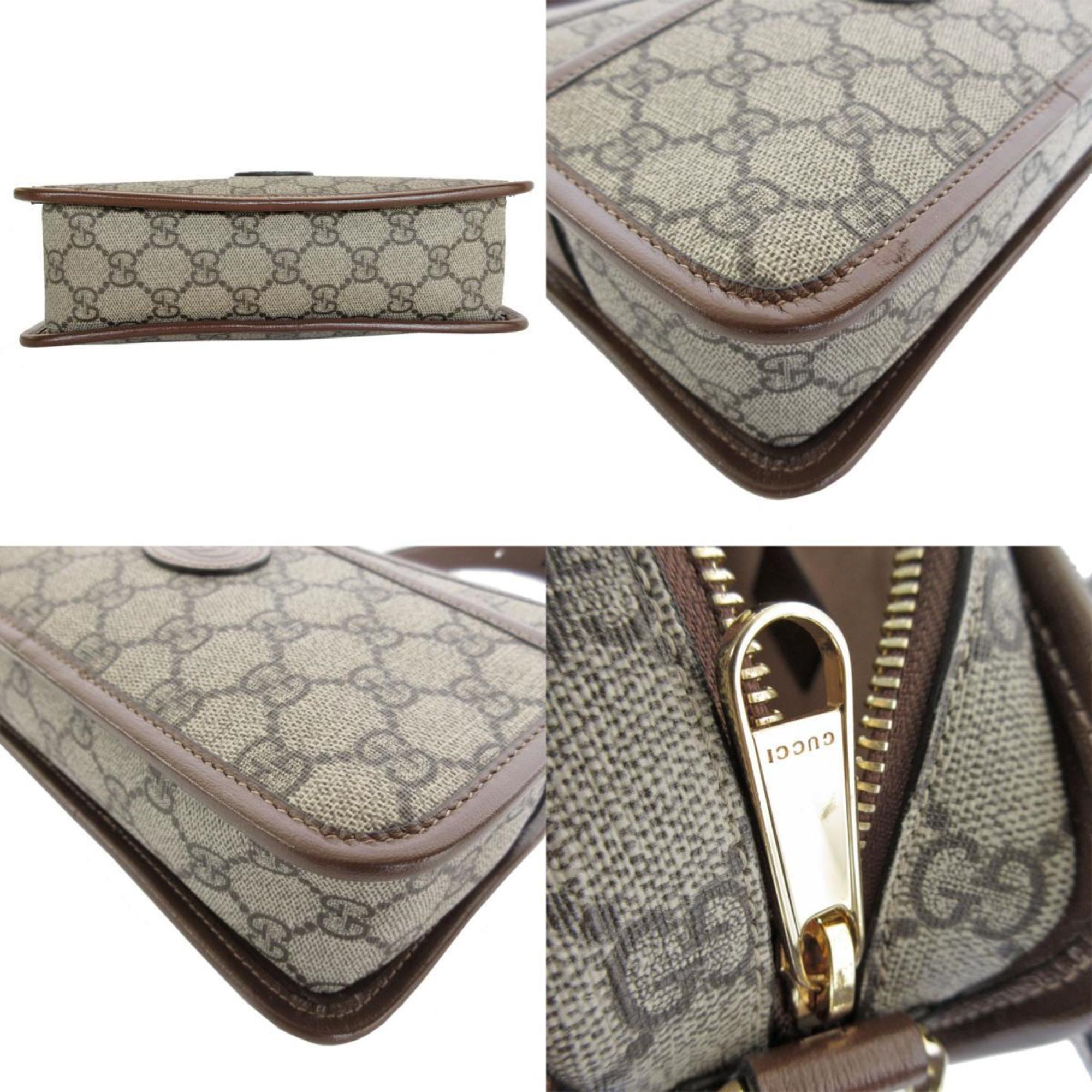 GUCCI Shoulder Bag GG Supreme Leather Beige Brown Gold Women's 658572 s0407i